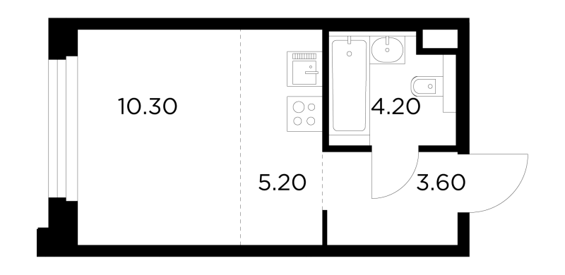Студия 23,3 м²