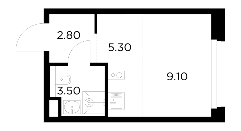 Студия 20,8 м²
