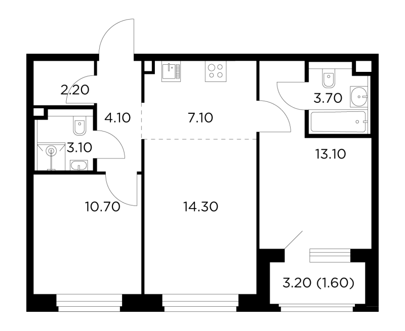 3 ккв (Евро) 60 м²