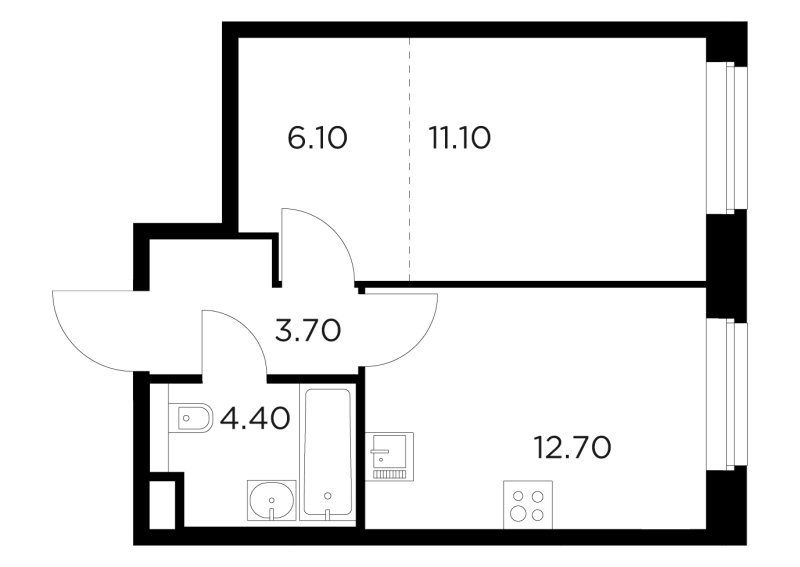 1 ккв 38,1 м²