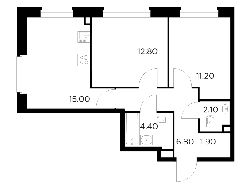 3 ккв (Евро) 54,3 м²