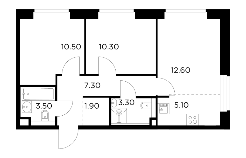 3 ккв (Евро) 54,5 м²