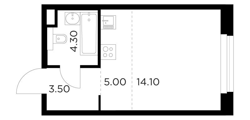 Студия 27 м²
