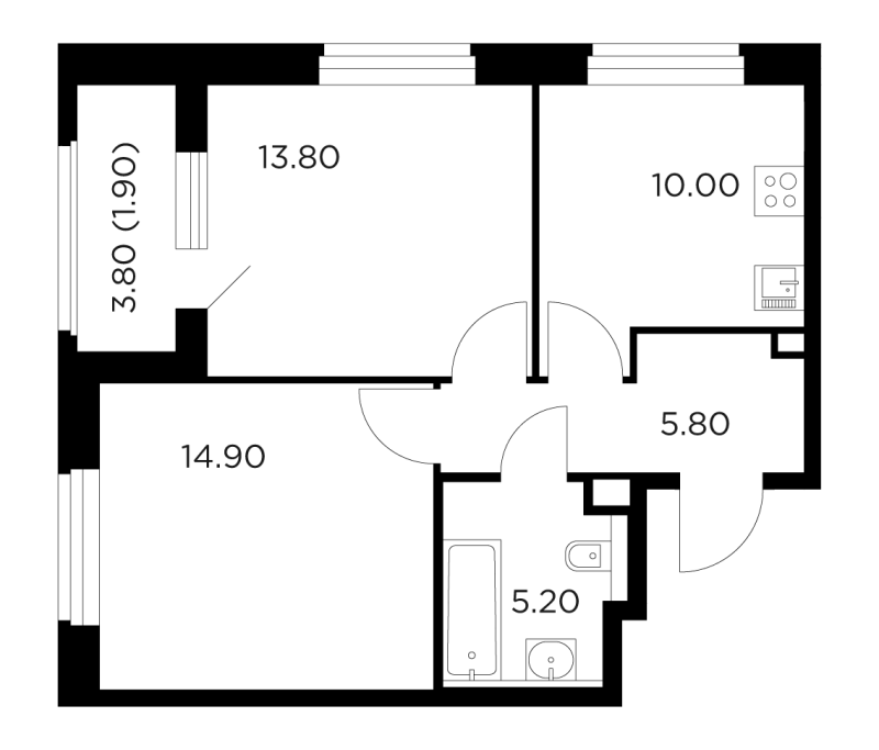 2 ккв 51,6 м²