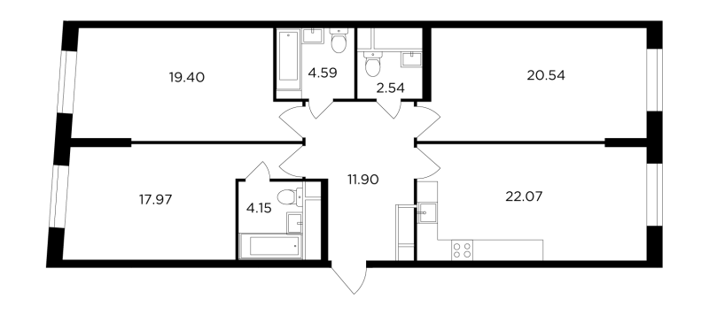 4 ккв (Евро) 103,3 м²