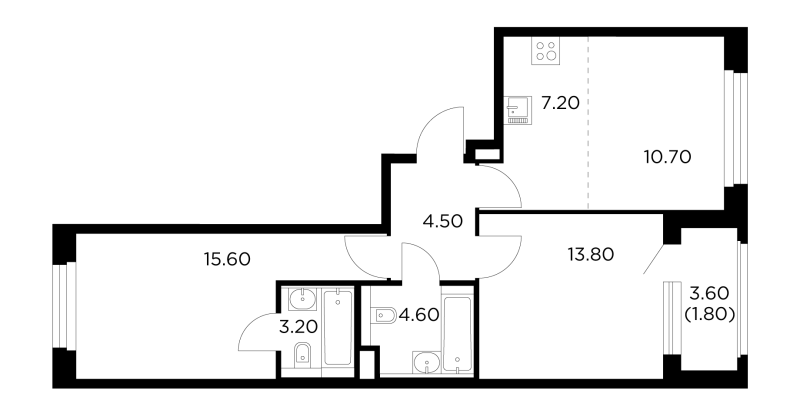3 ккв (Евро) 61,6 м²
