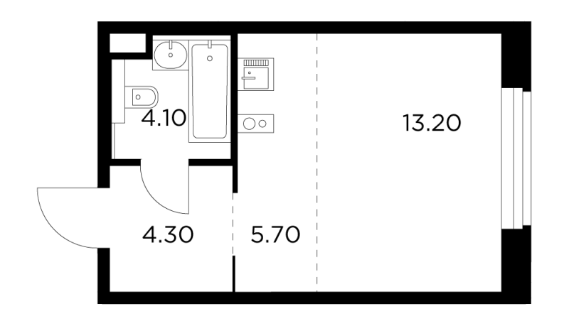 Студия 27,3 м²