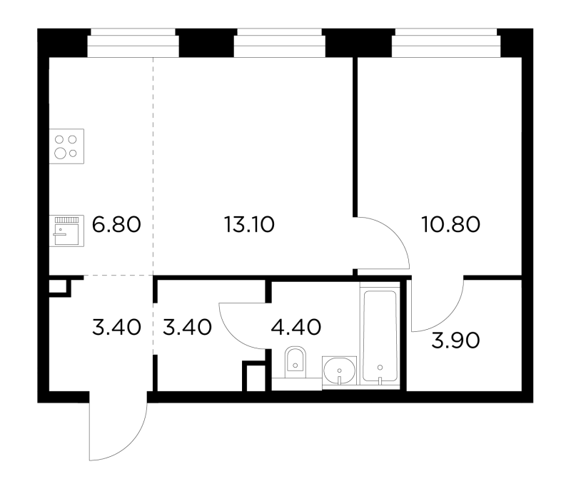 2 ккв (Евро) 45,9 м²