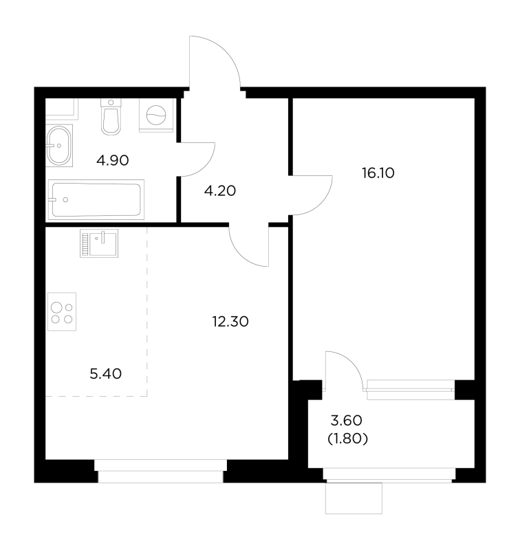 2 ккв (Евро) 42,5 м²
