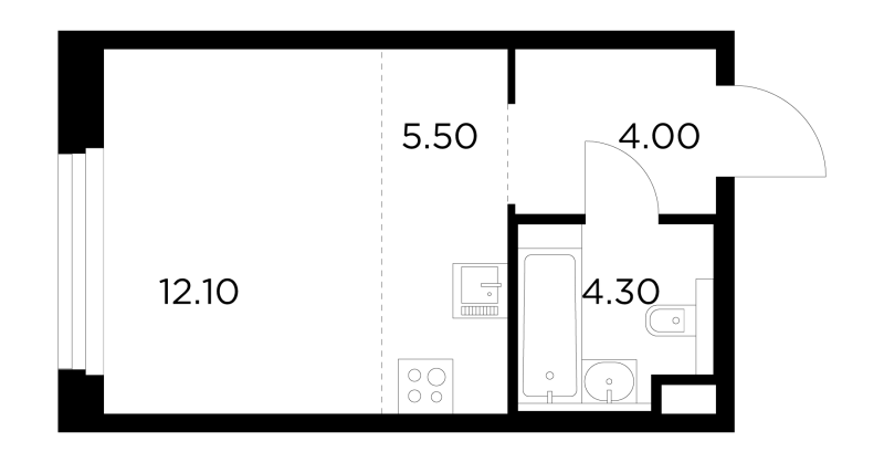 Студия 26,1 м²