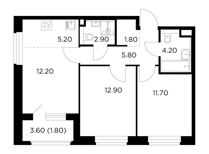 3 ккв (Евро) 58,4 м²