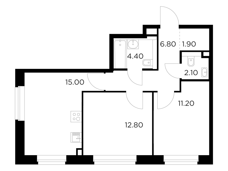 3 ккв (Евро) 54,3 м²