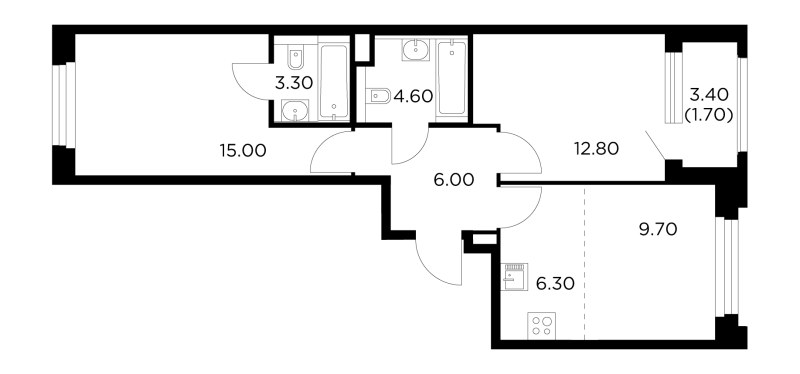 3 ккв (Евро) 59,5 м²