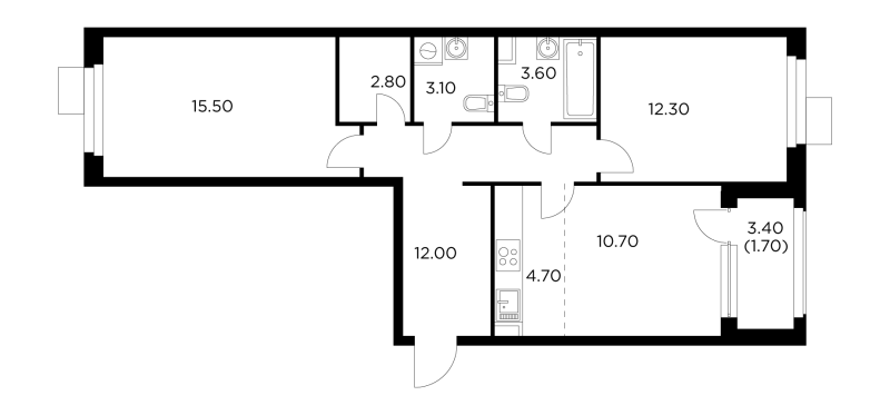 3 ккв (Евро) 64,7 м²
