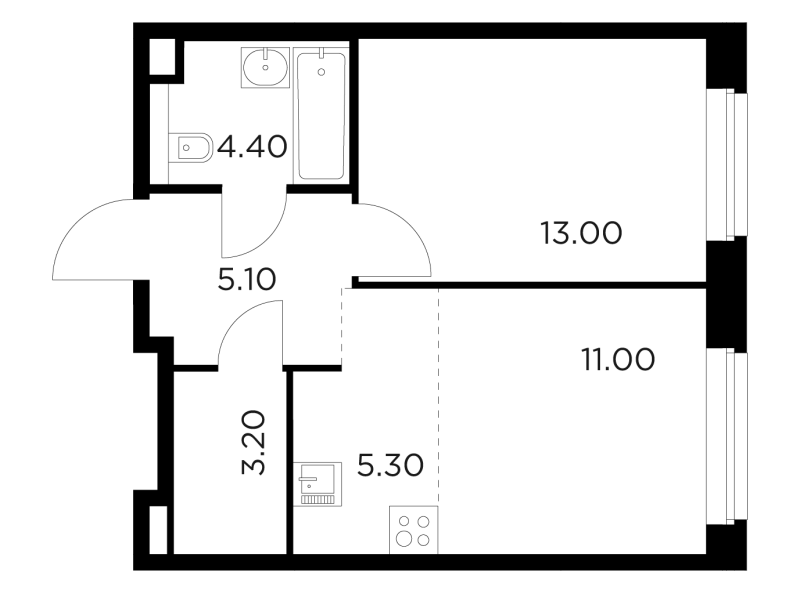 2 ккв (Евро) 42 м²