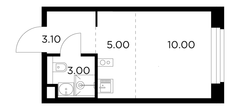Студия 21 м²