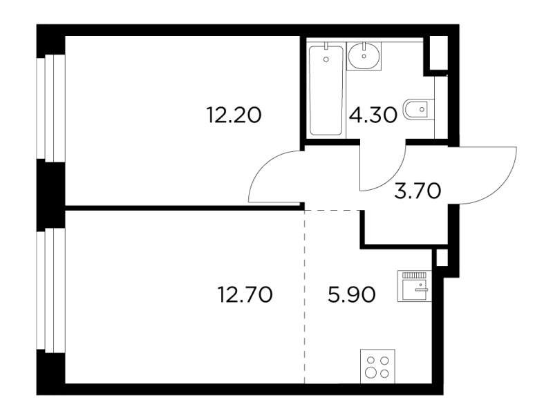 2 ккв (Евро) 38,8 м²