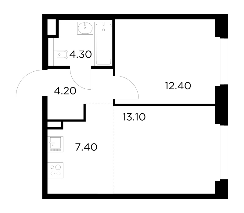 2 ккв (Евро) 41,4 м²