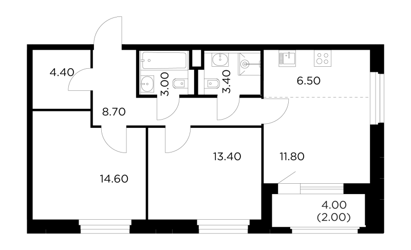 3 ккв (Евро) 68,2 м²