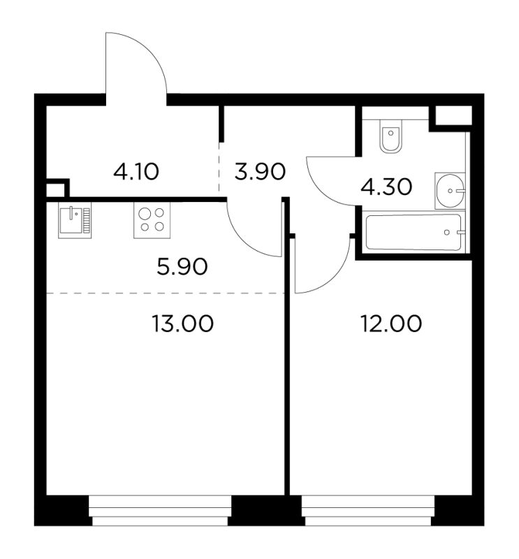 2 ккв (Евро) 43,2 м²