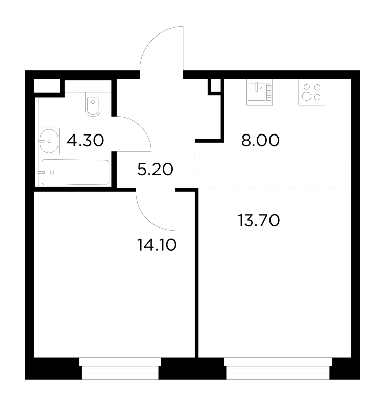 2 ккв (Евро) 45,3 м²