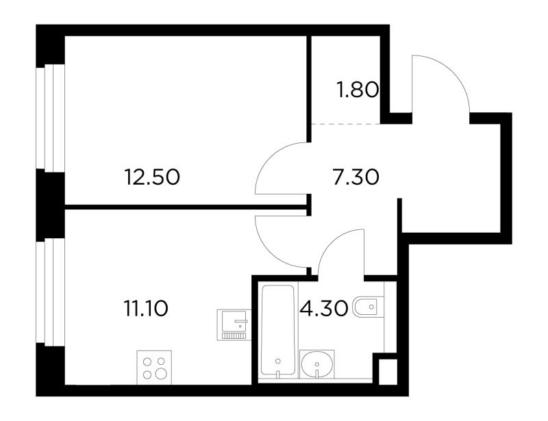 1 ккв 36,9 м²