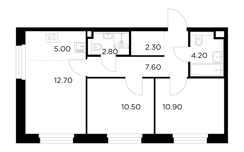3 ккв (Евро) 56,1 м²