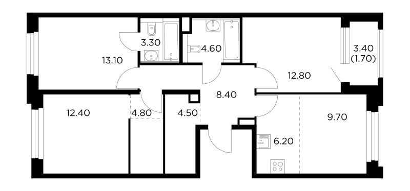 4 ккв (Евро) 81,6 м²