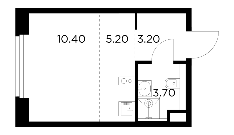 Студия 22,5 м²