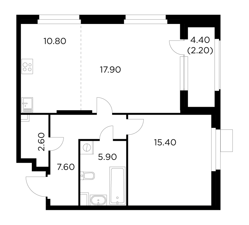 2 ккв (Евро) 60,1 м²