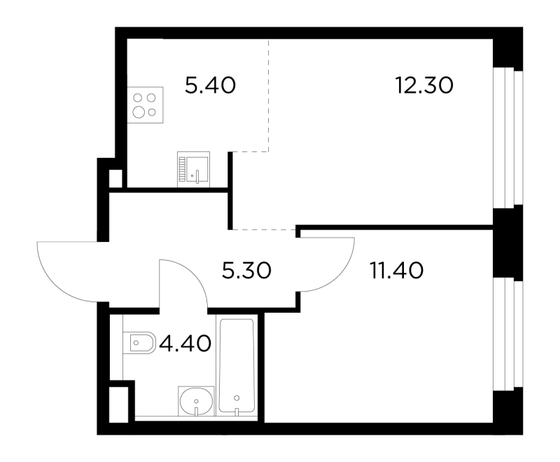 2 ккв (Евро) 38,7 м²