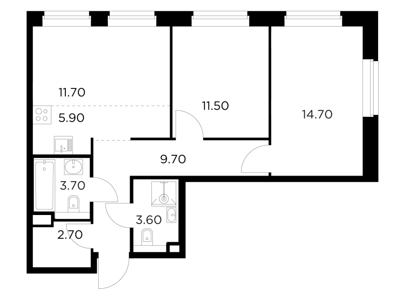 3 ккв (Евро) 63,5 м²