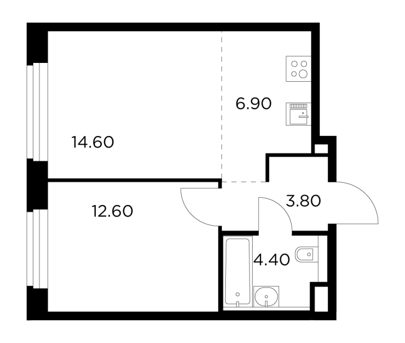 2 ккв (Евро) 42,3 м²