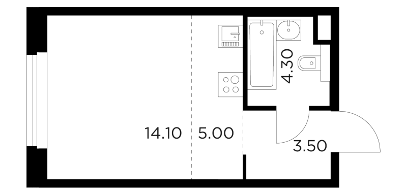 Студия 26,9 м²