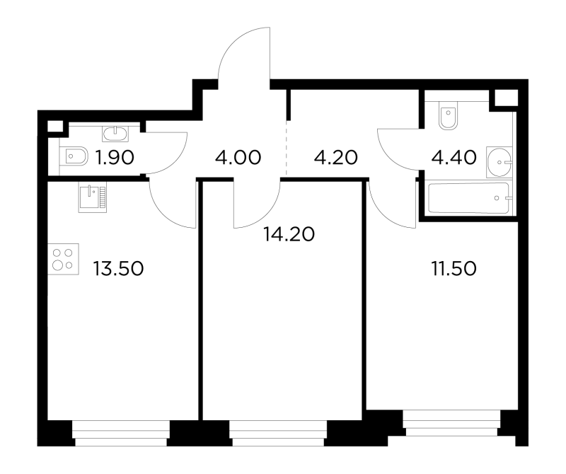 2 ккв 53,7 м²