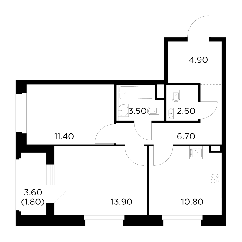 2 ккв 55,5 м²