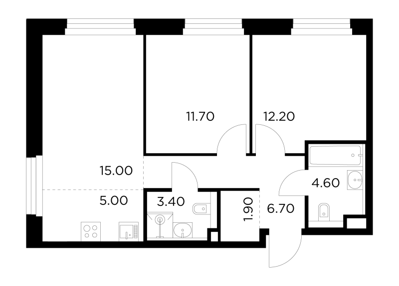 3 ккв (Евро) 60,6 м²
