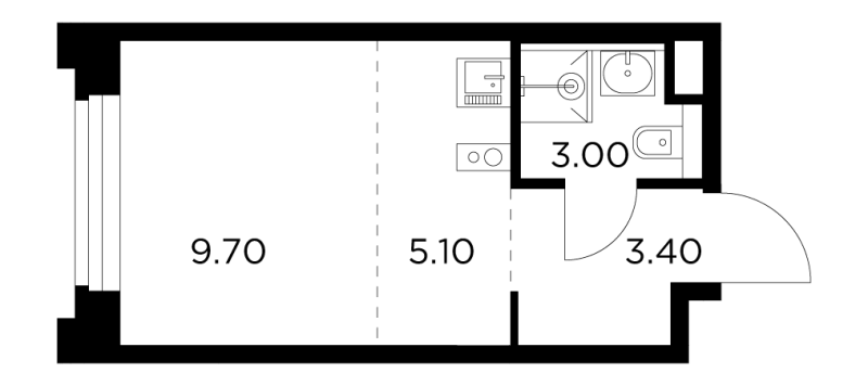 Студия 21,2 м²