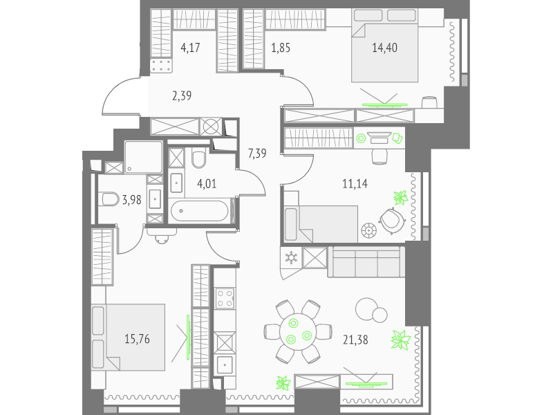 4 ккв (Евро) 86,5 м²