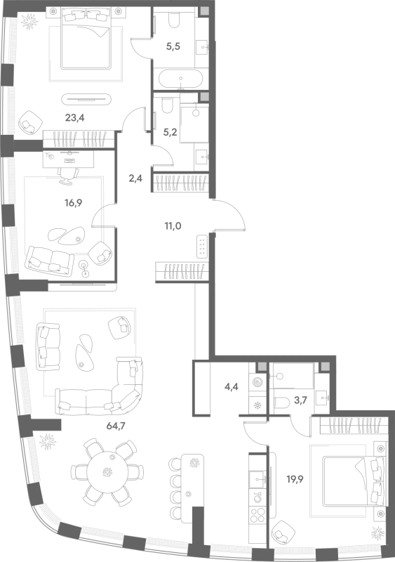 4 ккв (Евро) 157 м²