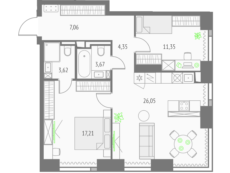 3 ккв (Евро) 73,3 м²