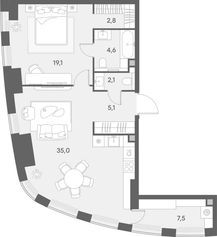 2 ккв (Евро) 76,2 м²