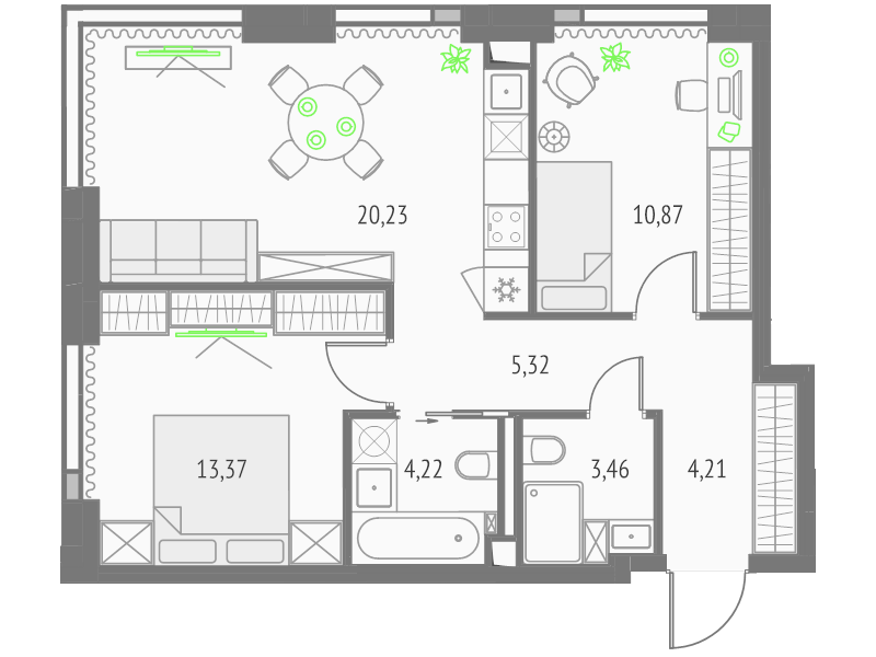 3 ккв (Евро) 61,7 м²