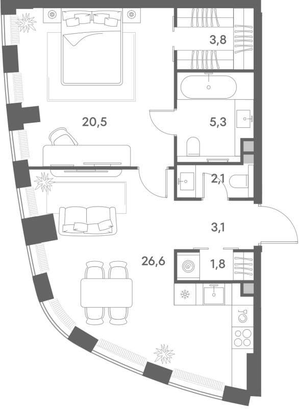 2 ккв (Евро) 63,2 м²