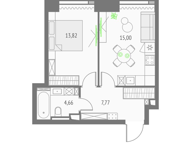 2 ккв (Евро) 41,3 м²
