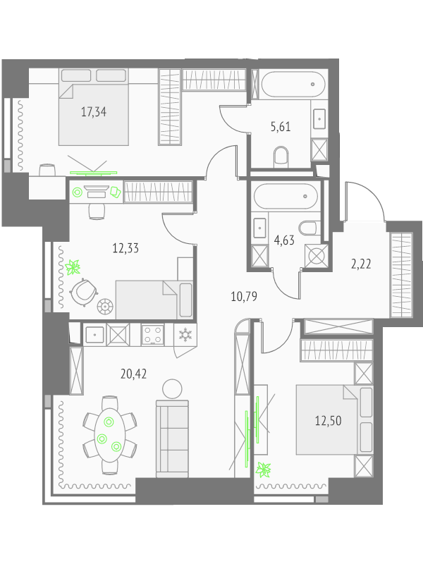 4 ккв (Евро) 85,8 м²