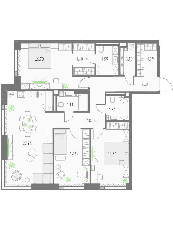 4 ккв (Евро) 109,8 м²