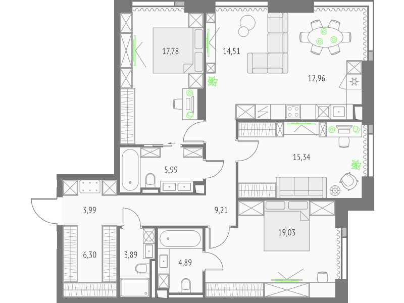 4 ккв (Евро) 113,9 м²