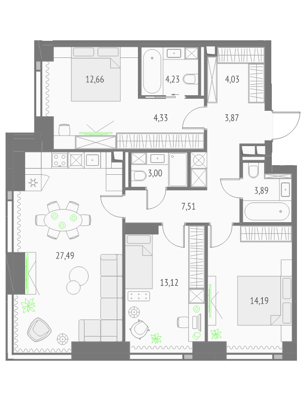 4 ккв (Евро) 98,3 м²