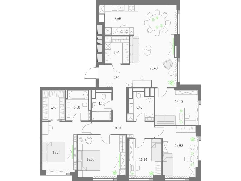 6 ккв (Евро) 149,9 м²